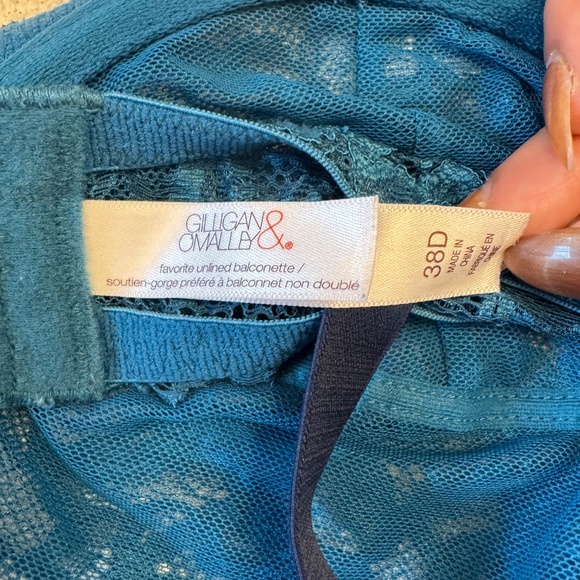 Women's Gilligan & O'Malley 38D  aqua blue lace sheer bra - Picture 13 of 14